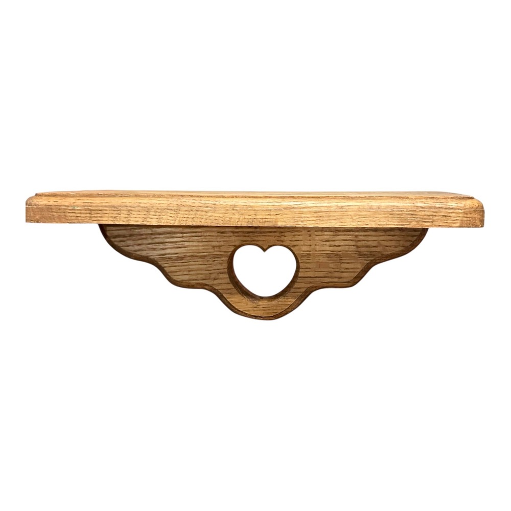 Vintage Oak Wood Heart Floating Wall Shelf Country Farmhouse Decor 11.5 Inch